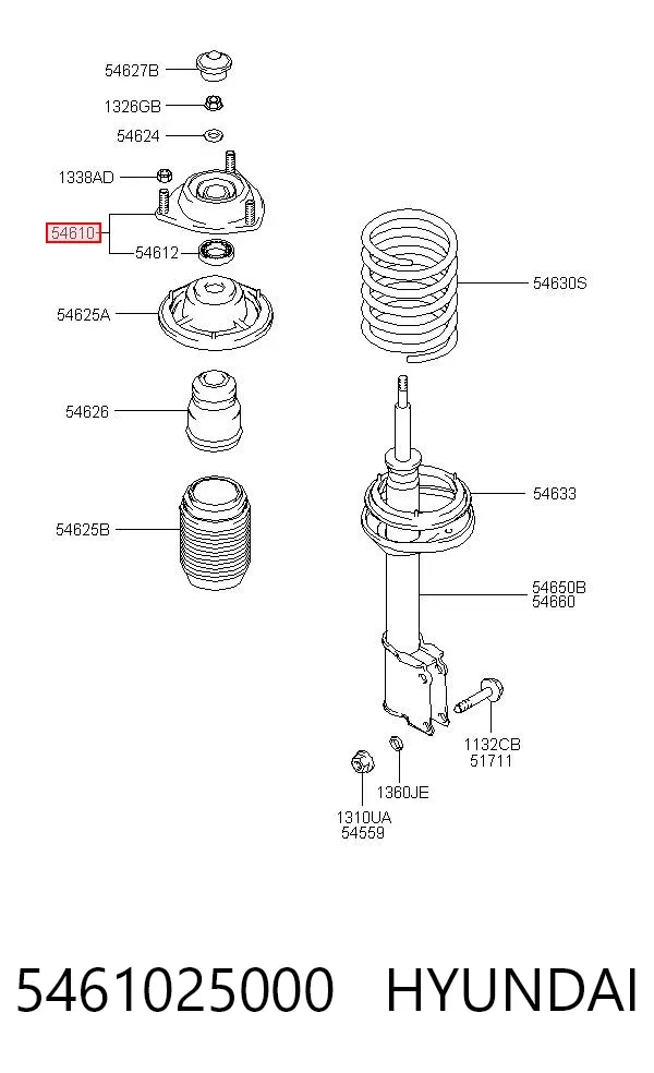 Suporte de amortecedor dianteiro 5461025000 Hyundai/Kia