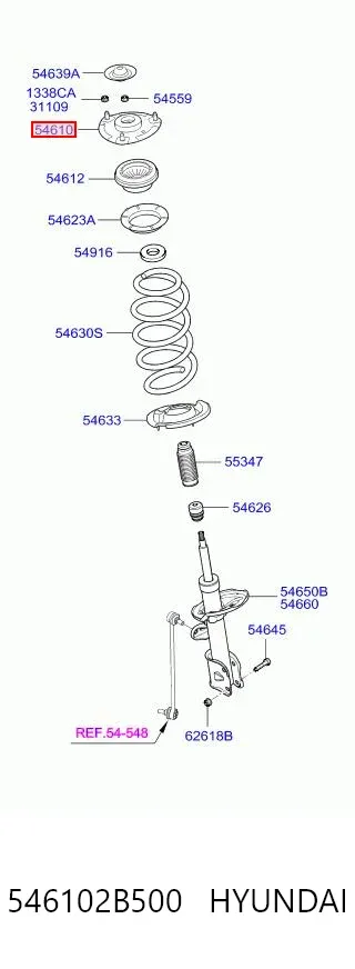 Suporte de amortecedor dianteiro 546102B500 Hyundai/Kia