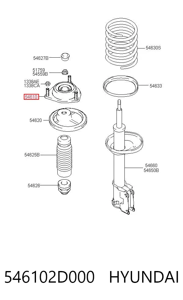Suporte de amortecedor dianteiro 546102D000 Hyundai/Kia