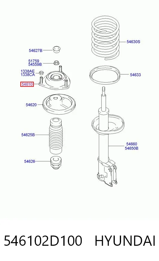 Suporte de amortecedor dianteiro 546102D100 Hyundai/Kia