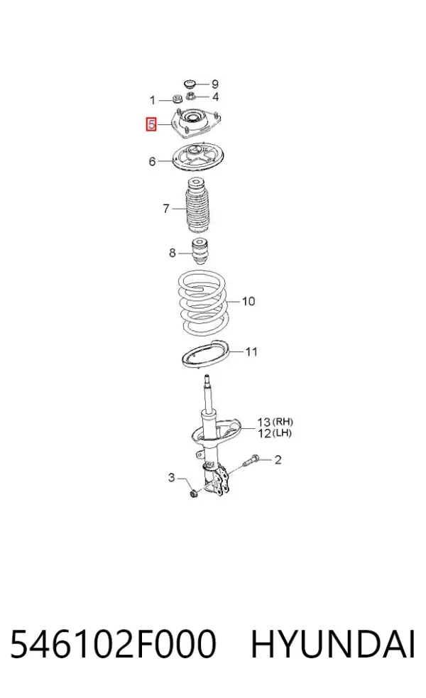 Suporte de amortecedor dianteiro 546102F000 Hyundai/Kia