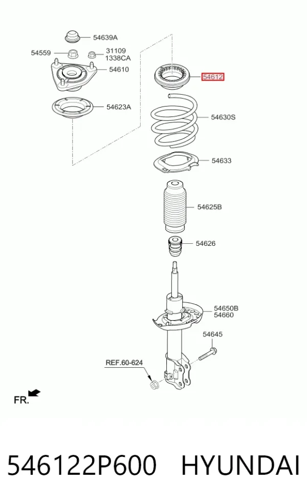 Rolamento de suporte do amortecedor dianteiro 546122P600 Hyundai/Kia