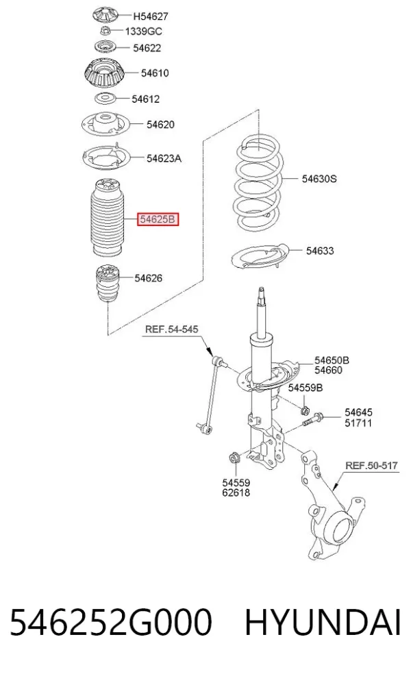 Bota de proteção de amortecedor dianteiro 546252G000 Hyundai/Kia