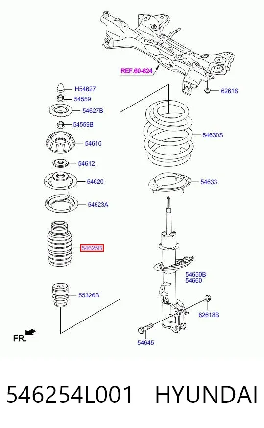 Bota de proteção de amortecedor dianteiro 546254L001 Hyundai/Kia