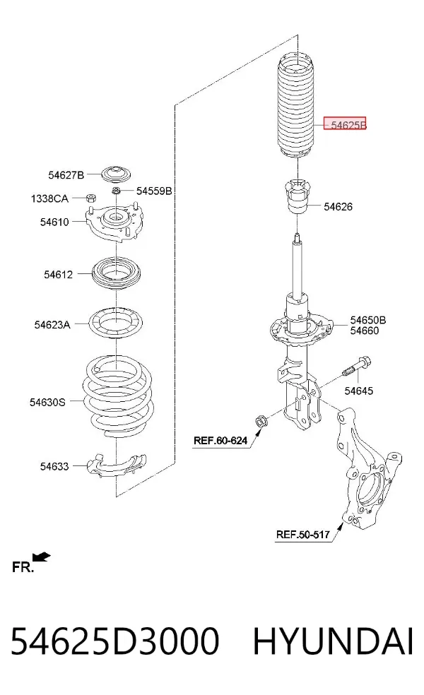 Bota de proteção de amortecedor dianteiro 54625D3000 Hyundai/Kia