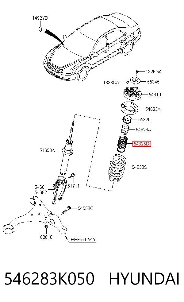 Bota de proteção de amortecedor dianteiro 546283K050 Hyundai/Kia