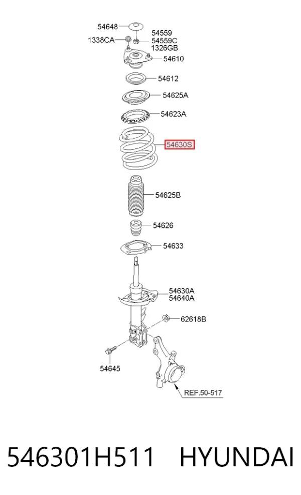 Mola dianteira 546301H511 Hyundai/Kia