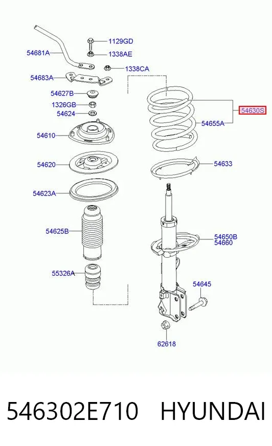 Mola dianteira 546302E710 Hyundai/Kia