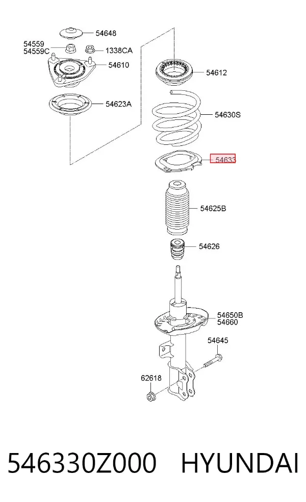 Espaçador (anel de borracha) da mola dianteira inferior 546330Z000 Hyundai/Kia
