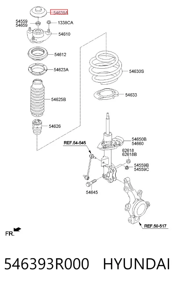 Tampa de suporte do amortecedor dianteiro 546393R000 Hyundai/Kia
