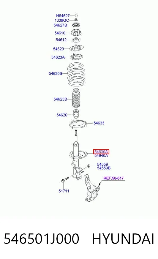 Amortecedor dianteiro esquerdo 546501J000 Hyundai/Kia