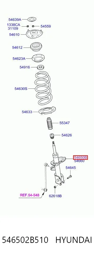 Amortecedor dianteiro esquerdo 546502B510 Hyundai/Kia