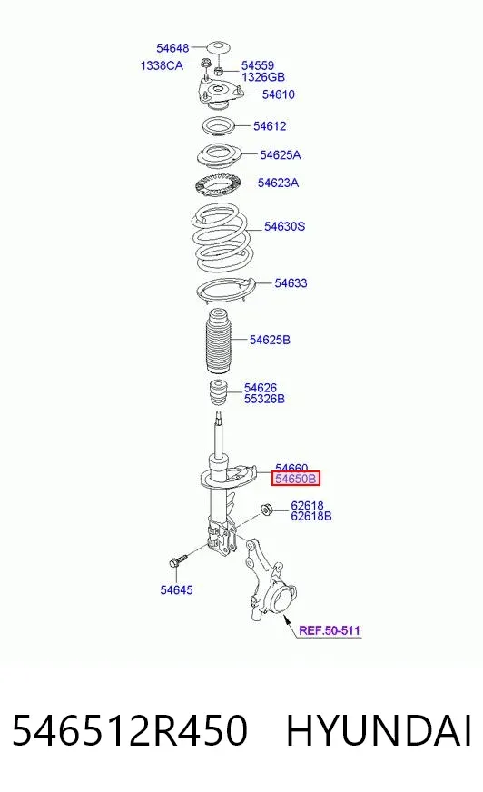 Amortecedor dianteiro esquerdo 546512R450 Hyundai/Kia