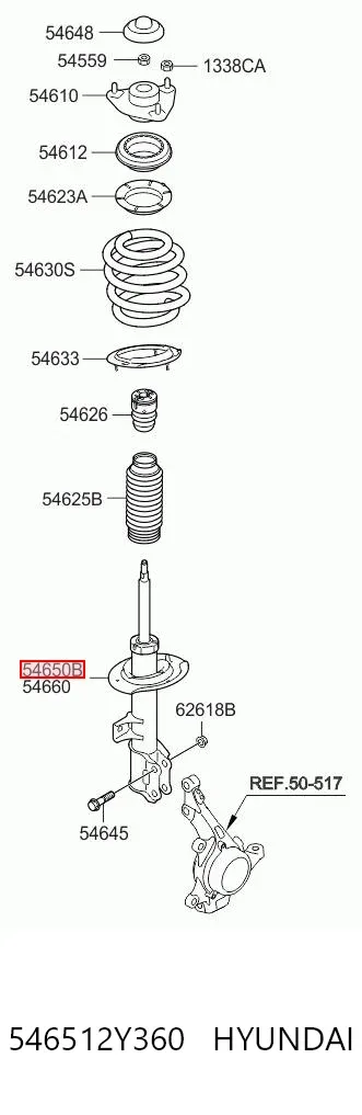 Amortecedor dianteiro esquerdo 546512Y360 Hyundai/Kia