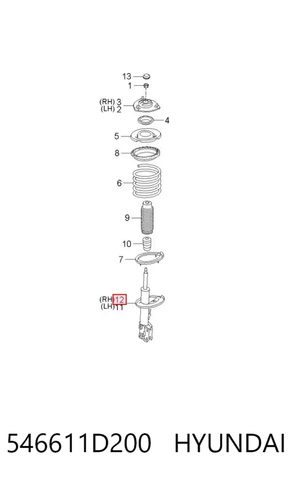 Amortecedor dianteiro direito 546611D200 Hyundai/Kia