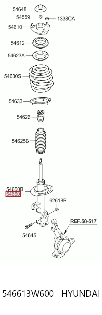 Amortecedor dianteiro direito 546613W600 Hyundai/Kia