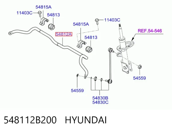 Estabilizador dianteiro 548112B200 Hyundai/Kia