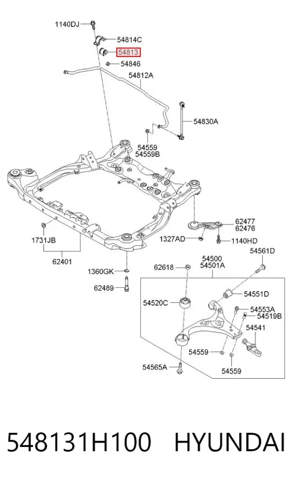 Bucha de estabilizador dianteiro 548131H100 Hyundai/Kia