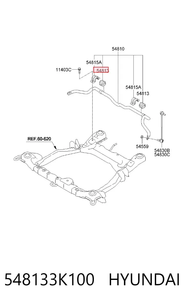 Bucha de estabilizador dianteiro 548133K100 Hyundai/Kia