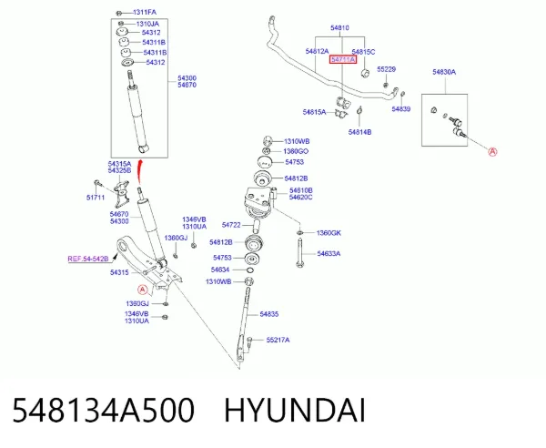 Bucha de estabilizador dianteiro 548134A500 Hyundai/Kia