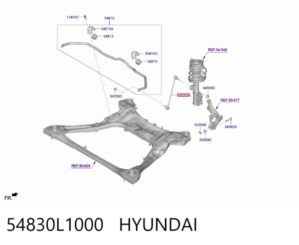 Montante de estabilizador dianteiro 54830L1000 Hyundai/Kia
