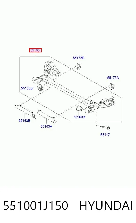 Viga de suspensão traseira (plataforma veicular) 551001J150 Hyundai/Kia