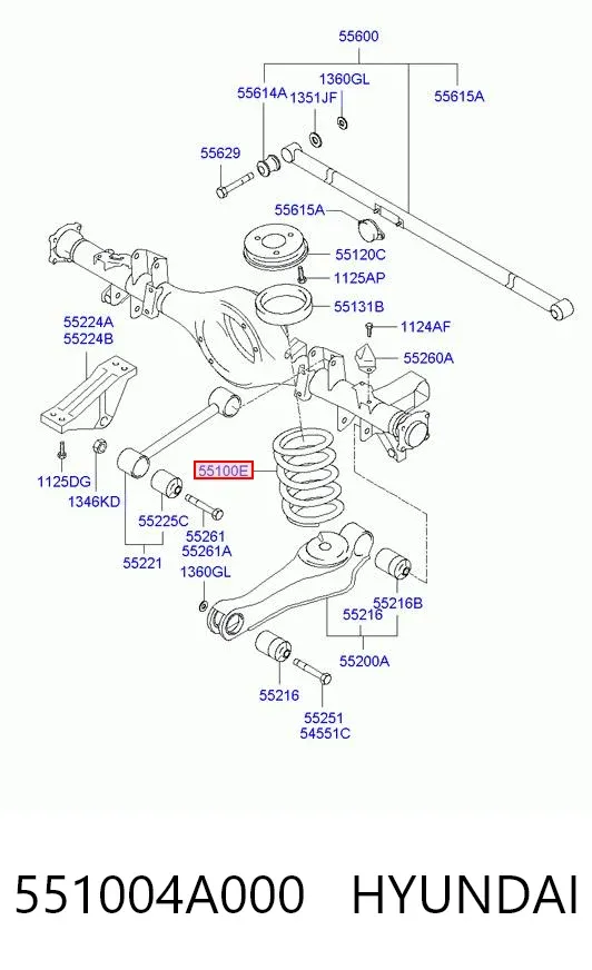 Mola traseira 551004A000 Hyundai/Kia