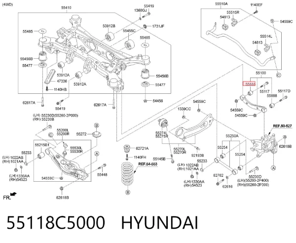 Bloco silencioso do braço oscilante superior traseiro 55118C5000 Hyundai/Kia