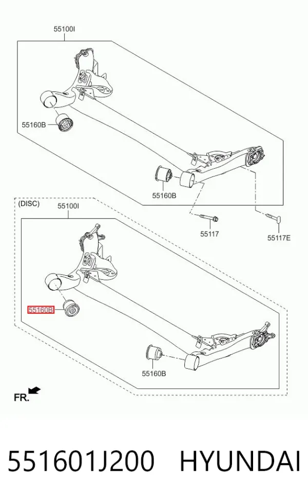Bloco silencioso de viga traseira (de plataforma veicular) 551601J200 Hyundai/Kia