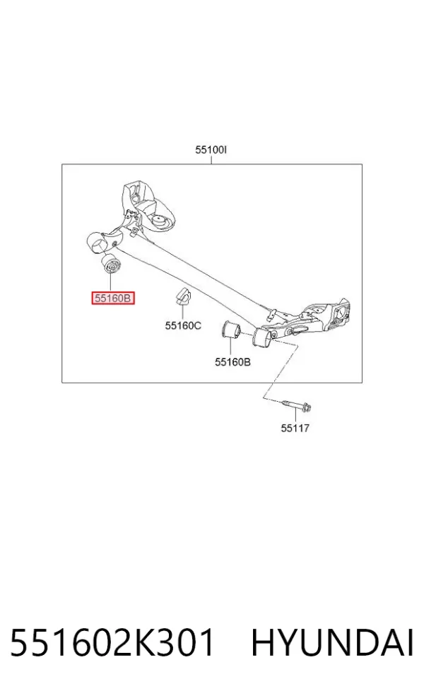 Bloco silencioso de viga traseira (de plataforma veicular) 551602K301 Hyundai/Kia