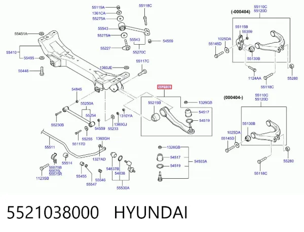 Braço oscilante inferior esquerdo de suspensão traseira/direita 5521038000 Hyundai/Kia