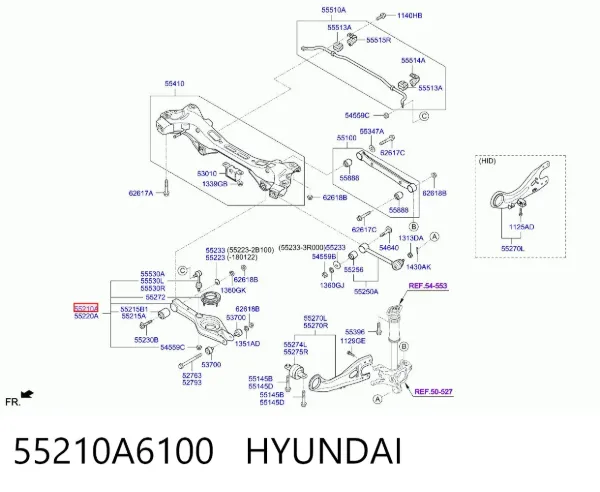 Braço oscilante transversal esquerdo de suspensão traseira 55210A6100 Hyundai/Kia