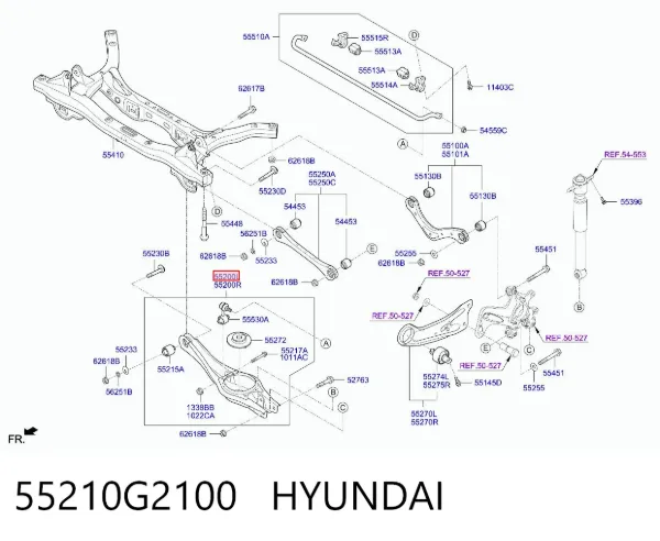 Braço oscilante inferior esquerdo de suspensão traseira 55210G2100 Hyundai/Kia