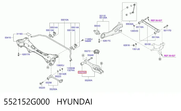 Bloco silencioso do braço oscilante inferior traseiro 552152G000 Hyundai/Kia