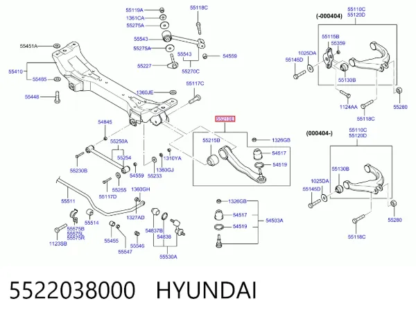 Braço oscilante inferior esquerdo de suspensão traseira/direita 5522038000 Hyundai/Kia