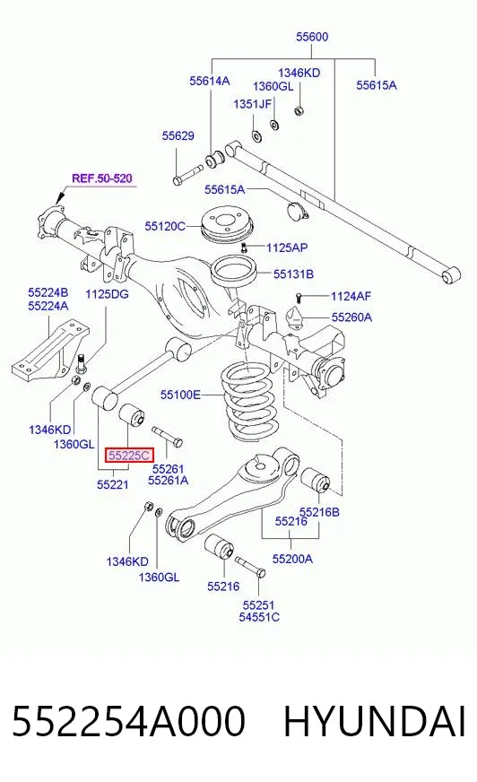 Bloco silencioso do braço oscilante superior traseiro 552254A000 Hyundai/Kia
