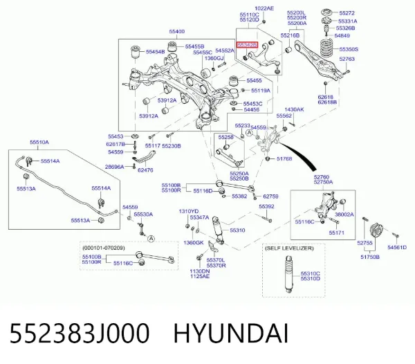Bloco silencioso do braço oscilante superior traseiro 552383J000 Hyundai/Kia