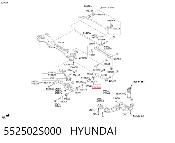 Barra transversal de suspensão traseira 552502S000 Hyundai/Kia