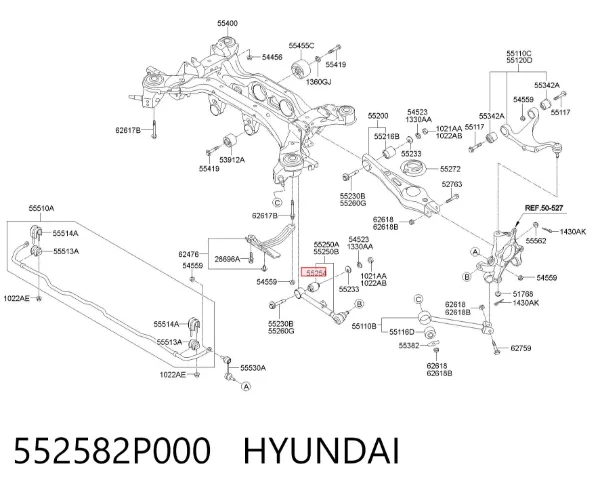 Bloco silencioso da barra Panhard (de suspensão traseira) 552582P000 Hyundai/Kia