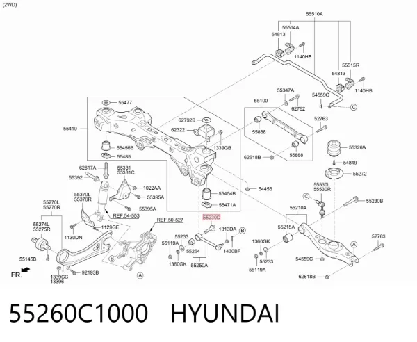 Parafuso de fixação de braço oscilante de inclinação traseiro, interno 55260C1000 Hyundai/Kia