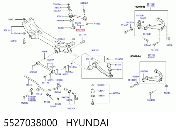 Barra longitudinal de suspensão traseira 5527038000 Hyundai/Kia
