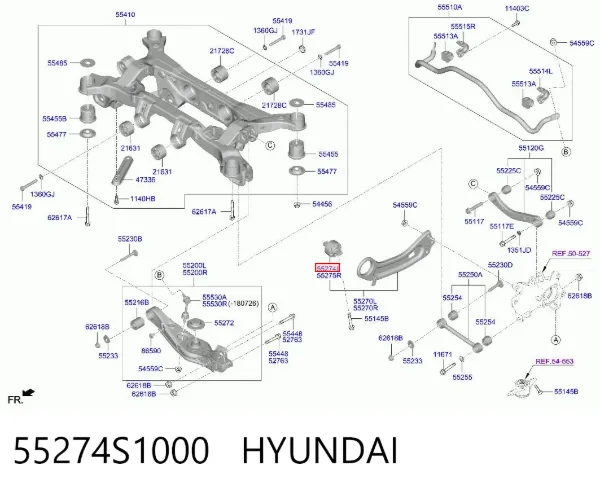 Bloco silencioso de braço oscilante traseiro longitudinal 55274S1000 Hyundai/Kia