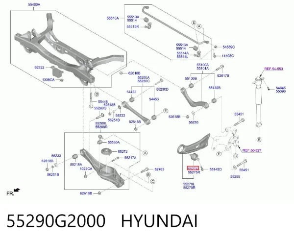 Bloco silencioso de braço oscilante traseiro longitudinal 55290G2000 Hyundai/Kia