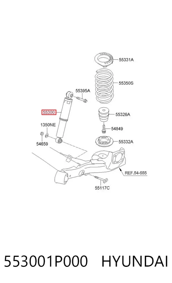Amortecedor traseiro 553001P000 Hyundai/Kia