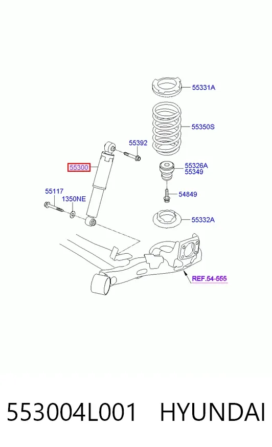 Amortecedor traseiro 553004L001 Hyundai/Kia