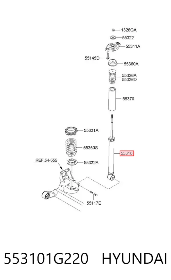 Amortecedor traseiro 553101G220 Hyundai/Kia