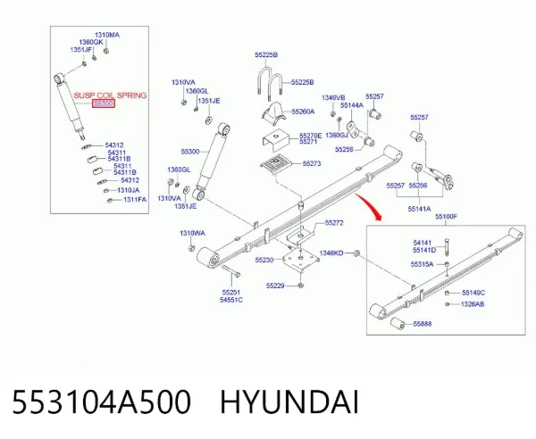 Amortecedor traseiro 553104A500 Hyundai/Kia