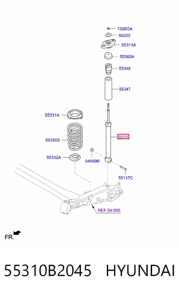 Amortecedor traseiro 55310B2045 Hyundai/Kia