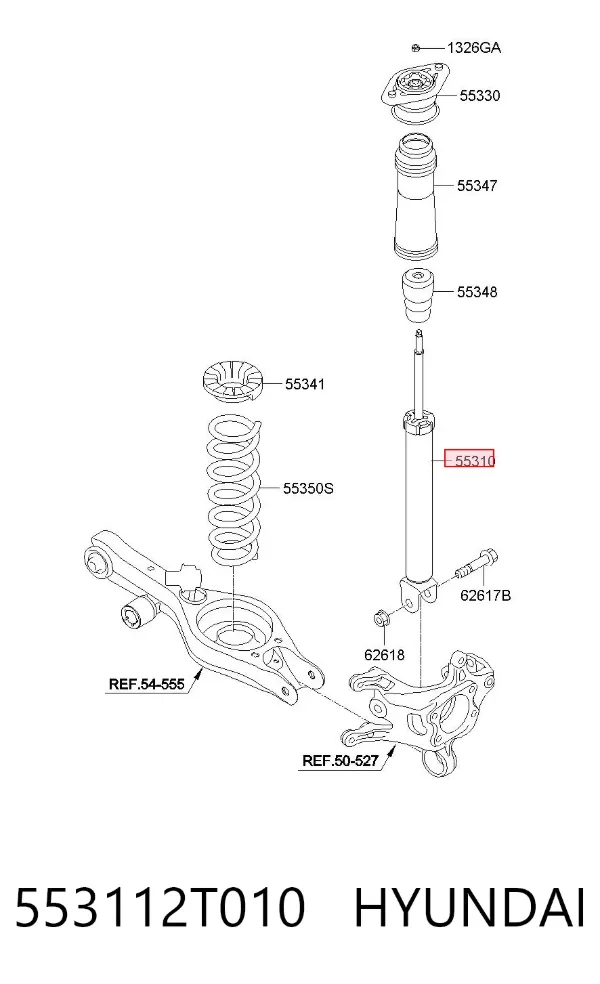 Amortecedor traseiro 553112T010 Hyundai/Kia
