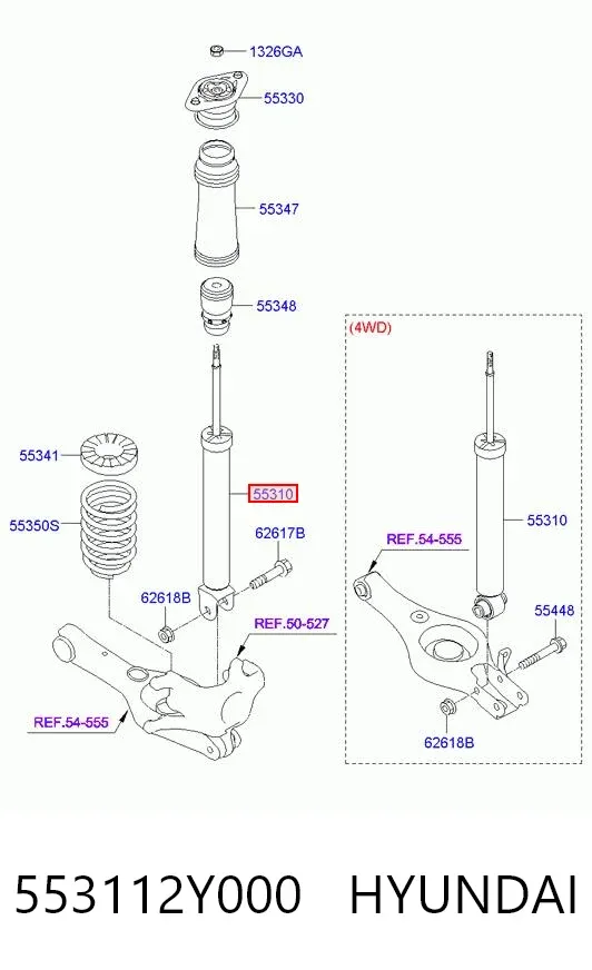 Amortecedor traseiro 553112Y000 Hyundai/Kia